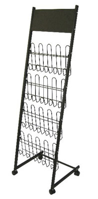 Magazine or brochure stand wire shelves & castors